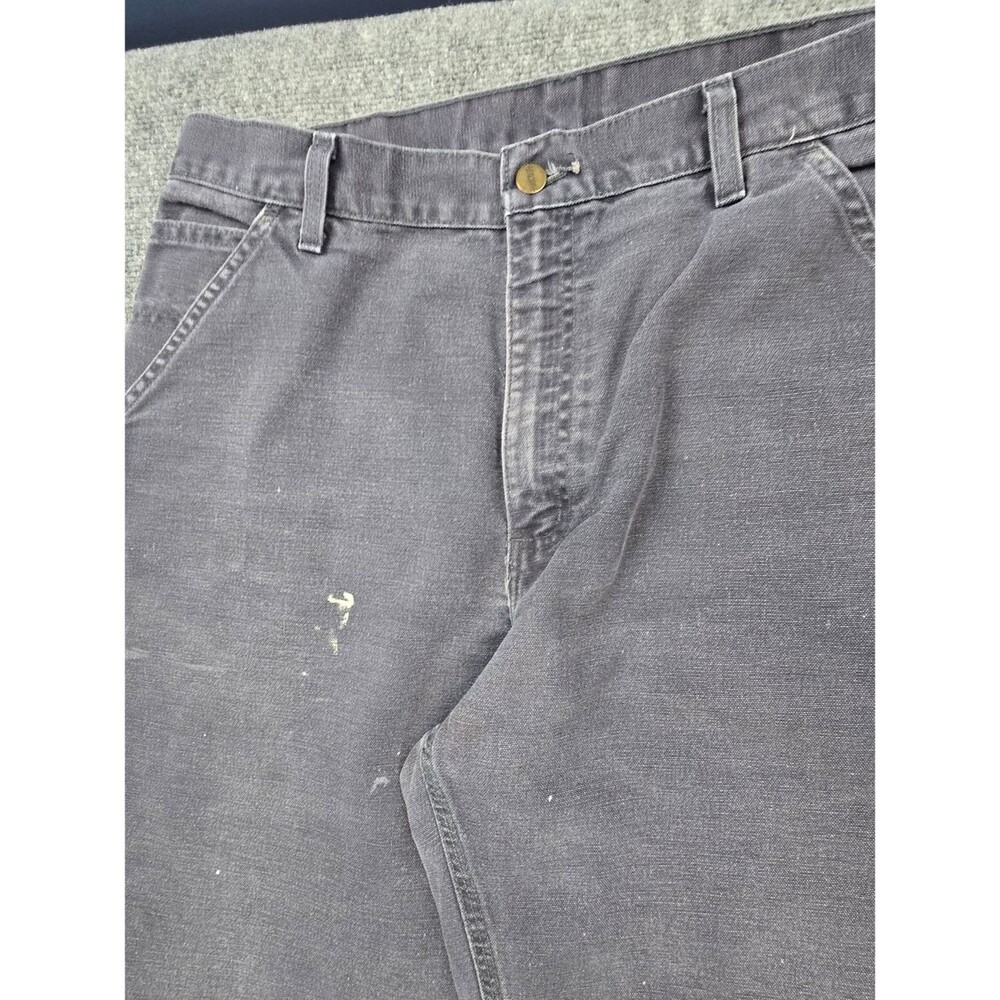 Carhartt Carpenter Pants Mens 36x30 Gray Distressed Canvas Workwear Paint - Picture 3 of 8